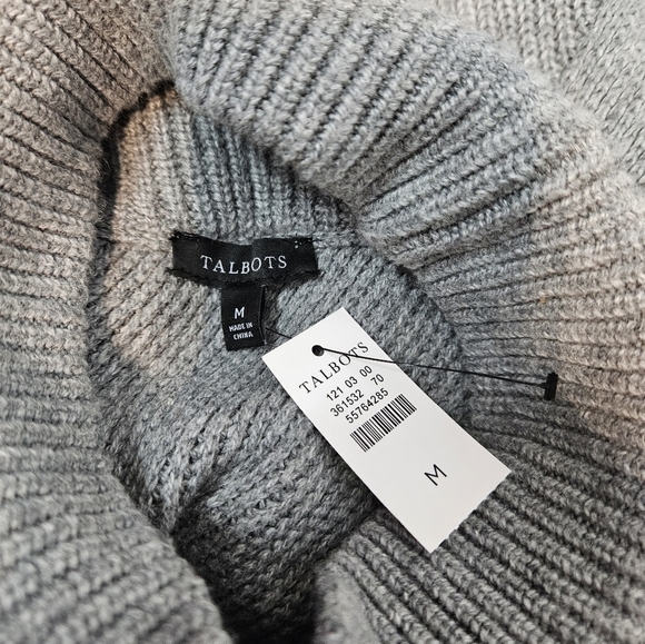 NWT Talbots Gray Wool Blend Mock Neck Ribbed Knit Sweater Size Medium Women's - Picture 7 of 8